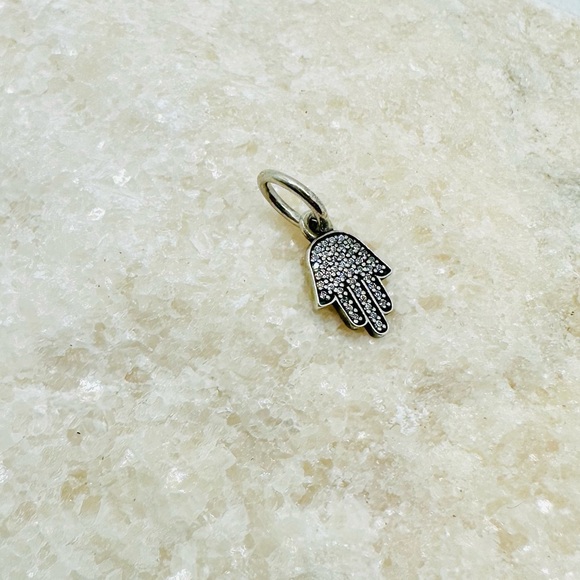 EUC Pandora 791307CZ Sterling Silver Symbol of Protection Hamsa Hand Dangle Bead - Picture 10 of 14